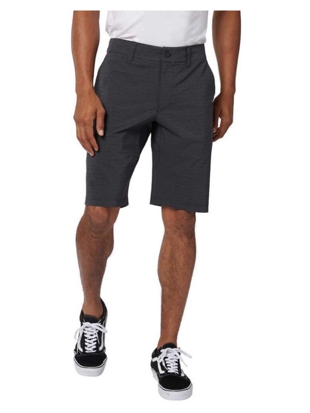 Hang Ten 32 Men's Hybrid Shorts black gray stripe stretch lightweight